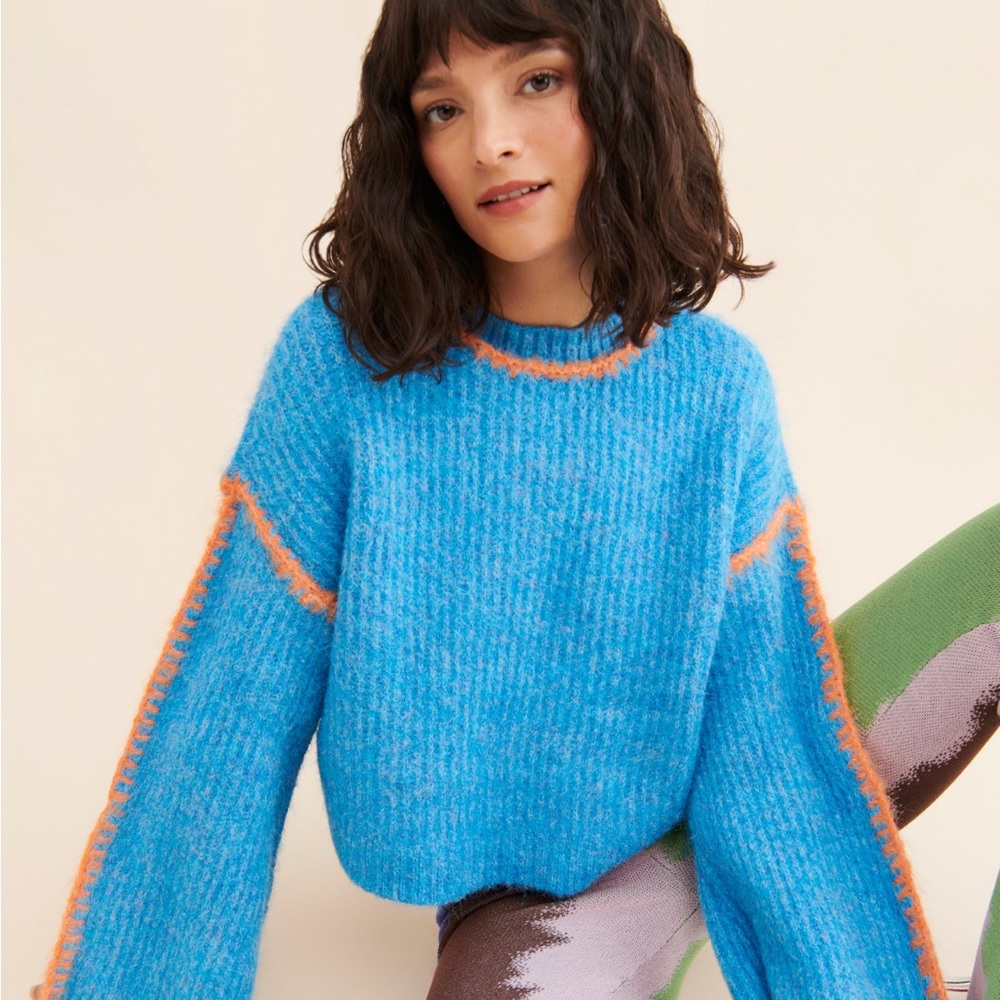 NATIVE YOUTH Nuuly Vibrant Blue and Orange Sweater